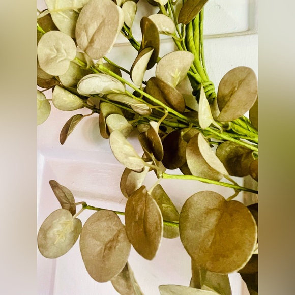 Foamy Silver Dollar Wreath, Sage, 20” - Picture 3 of 14